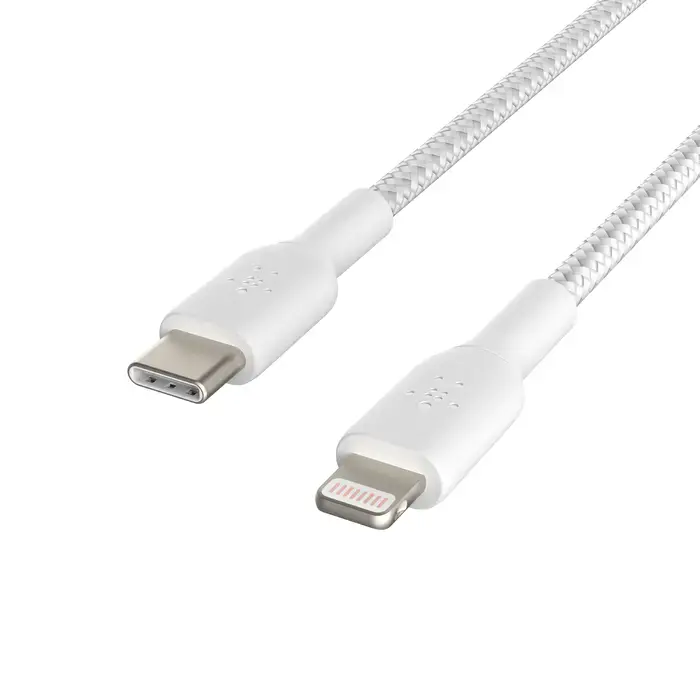 Кабель Belkin BoostCharge Braided USB-C to Lightning Cable 1m White (CAA004bt1MWH)
