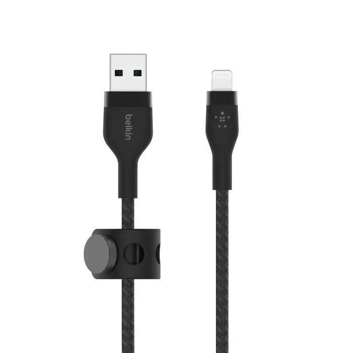 Кабель с ремешком на магните Belkin BoostCharge Pro Flex USB-A Cable with Lightning Connector 1m Black (CAA010bt1MBK)