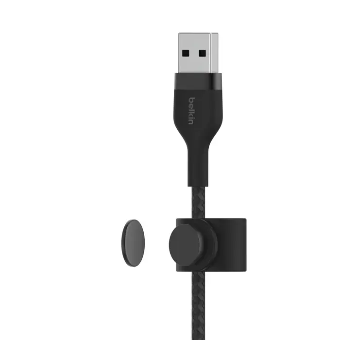 Кабель с ремешком на магните Belkin BoostCharge Pro Flex USB-A Cable with Lightning Connector 1m Black (CAA010bt1MBK)