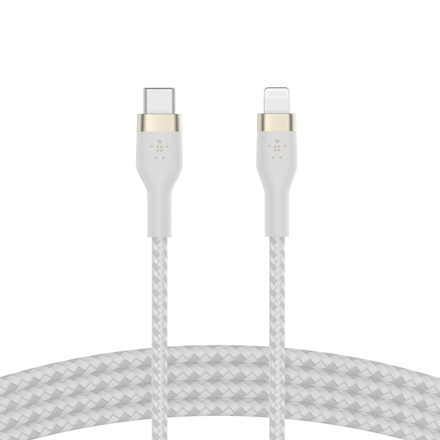 Кабель с ремешком на магните Belkin BoostCharge Pro Flex USB-C Cable with Lightning Connector 1m White (CAA011bt1MWH)