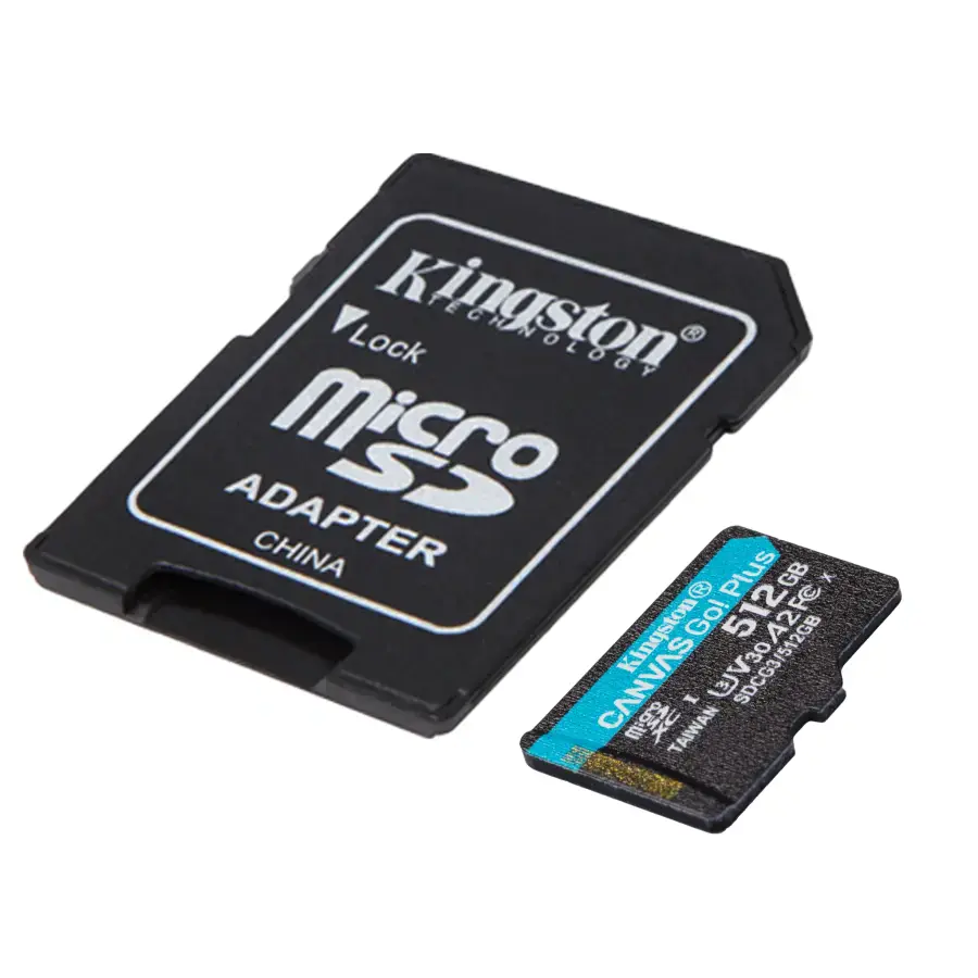 Карта памяти Kingston MicroSDXC 512Gb Canvas Go! Plus Class 10 UHS-I U3 V30 A2 + SD-адаптер (SDCG3/512GB)