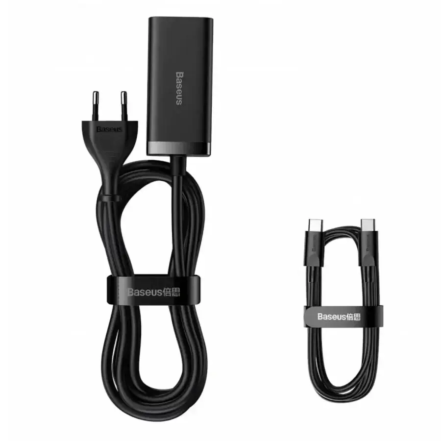 Мережевий зарядний пристрій Baseus GaN3 Pro AC 2хUSB+2хType-C 100W Cable Type-C-Type-C 1m (PSZM000401)