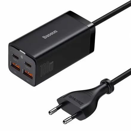 Сетевое зарядное устройство Baseus GaN3 Pro AC 2хUSB+2хType-C 100W Cable Type-C-Type-C 1m (PSZM000401)