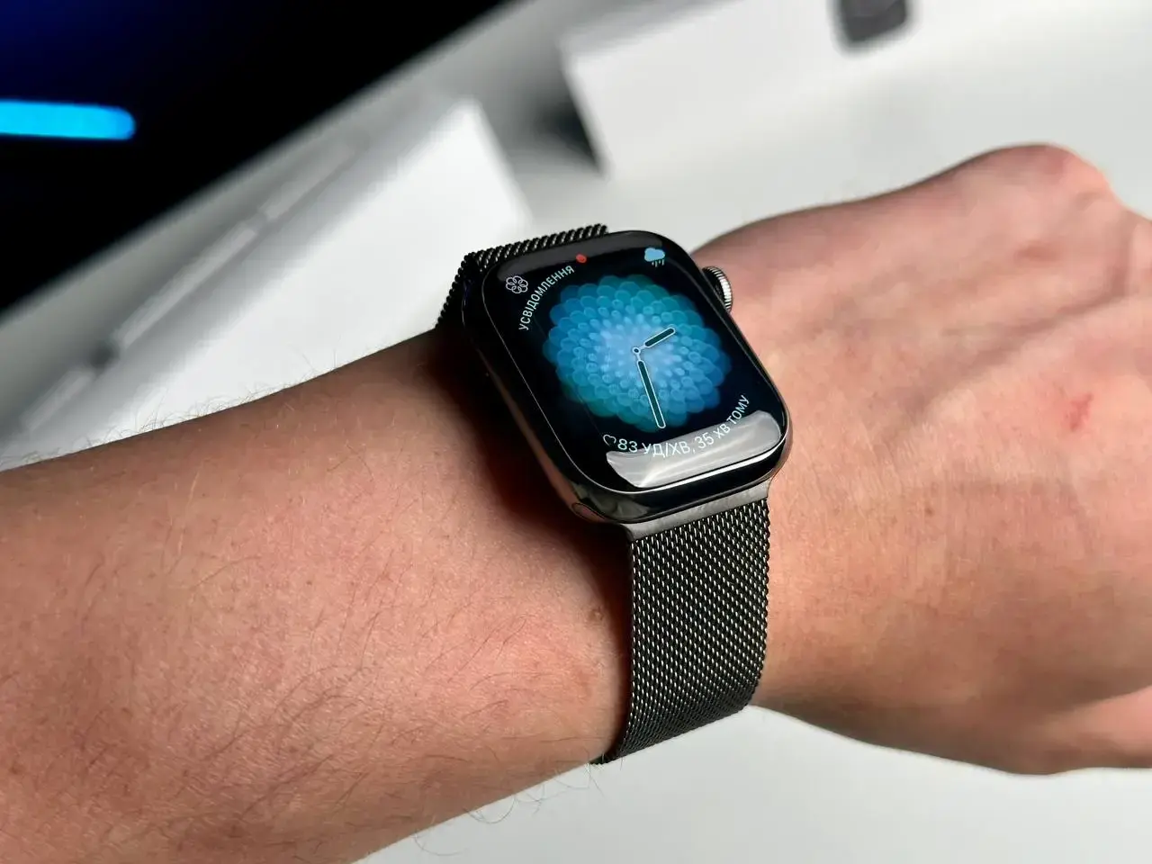 OPEN BOX Apple Watch Series 8 GPS + Cellular 41mm Graphite Stainless Steel Case with Milanese Loop Graphite (MNJL3, MNJM3)