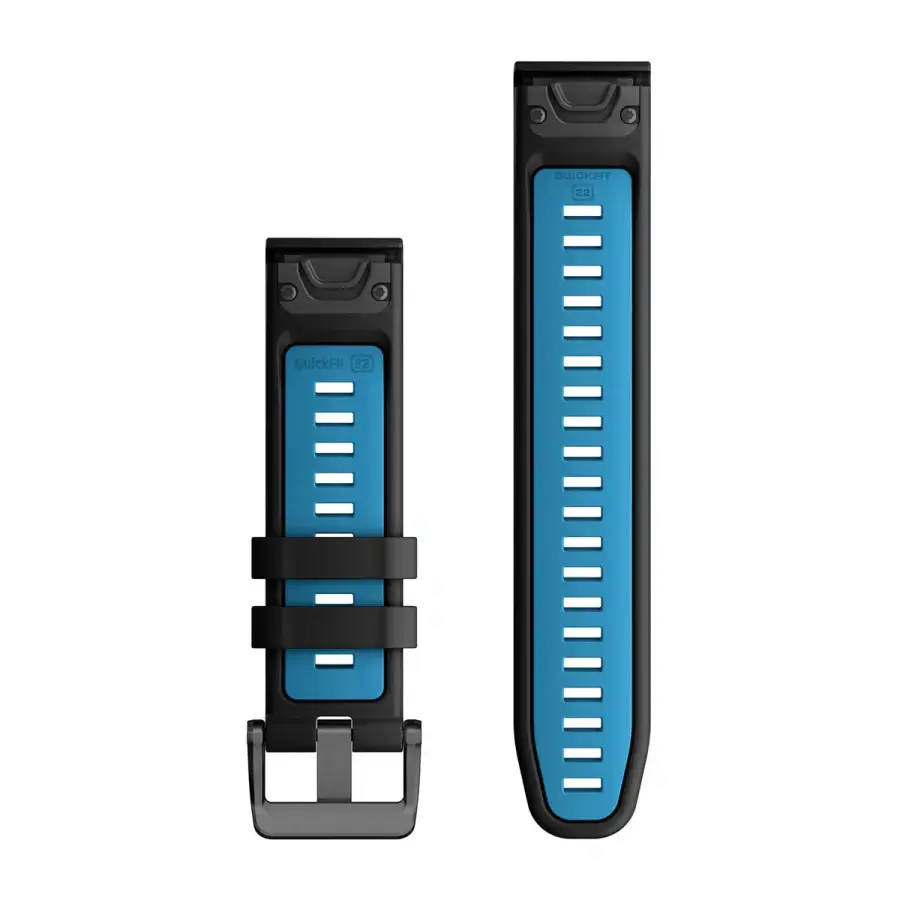 Ремешок Garmin QuickFit 22 Watch Bands Silicone - Black/Cirrus Blue (010-13280-05)