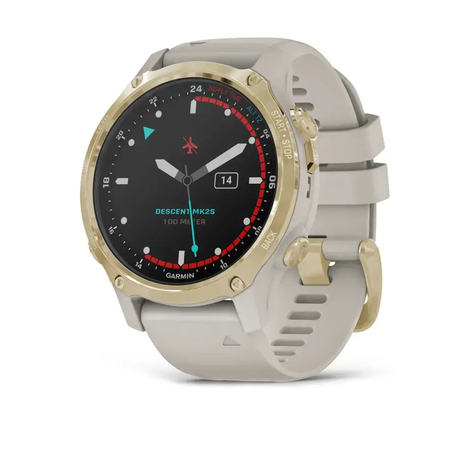Смарт-годинник Garmin Descent Mk2S Light Gold with Light Sand Silicone Band (010-02403-01)