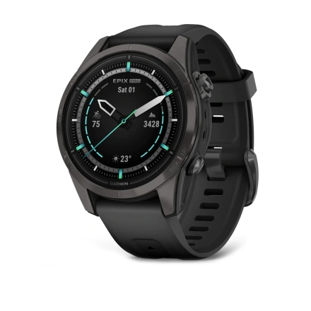 Смарт-годинник Garmin Epix Pro (Gen 2) Sapphire Edition | 42 mm Carbon Grey DLC Titanium with Black Band (010-02802-15)