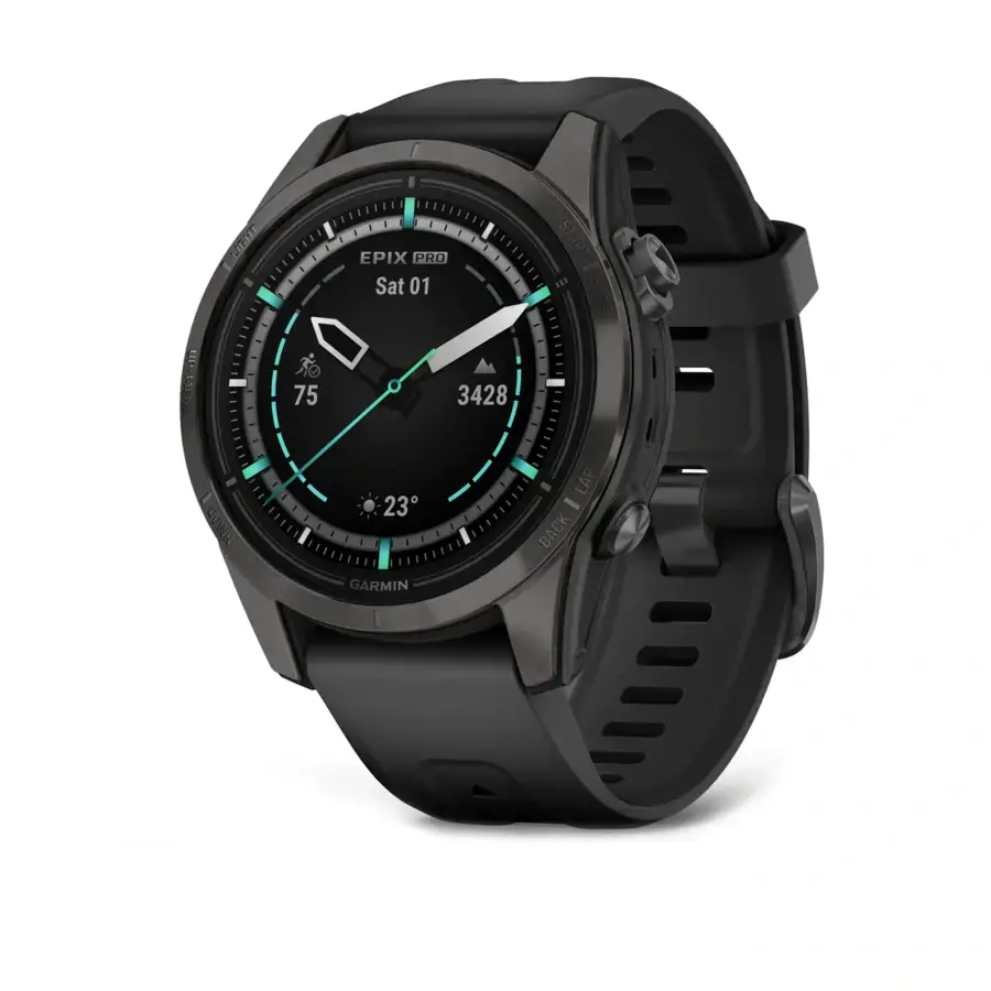 Смарт-годинник Garmin Epix Pro (Gen 2) Sapphire Edition | 42 mm Carbon Grey DLC Titanium with Black Band (010-02802-15)