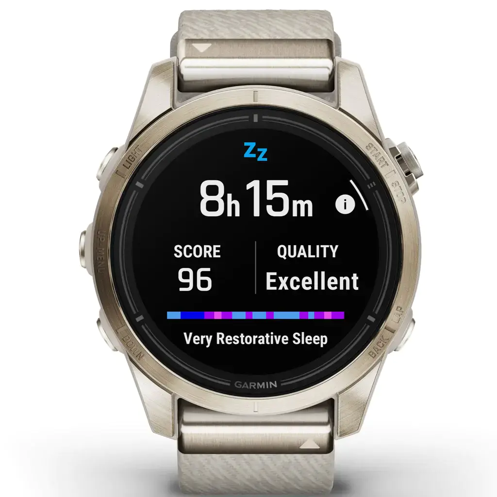 Смарт-годинник Garmin Epix Pro (Gen 2) Sapphire Edition | 42 mm Soft Gold with Cream Heathered Nylon Band (010-02802-20)