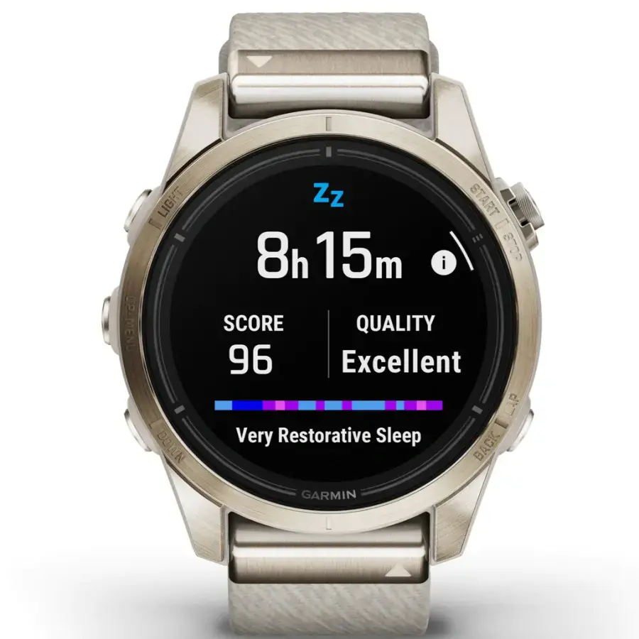 Смарт-годинник Garmin Epix Pro (Gen 2) Sapphire Edition | 42 mm Soft Gold with Cream Heathered Nylon Band (010-02802-20)