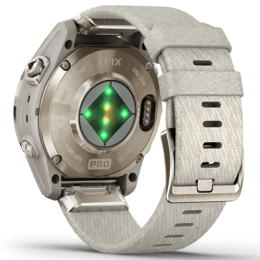 Смарт-годинник Garmin Epix Pro (Gen 2) Sapphire Edition | 42 mm Soft Gold with Cream Heathered Nylon Band (010-02802-20)