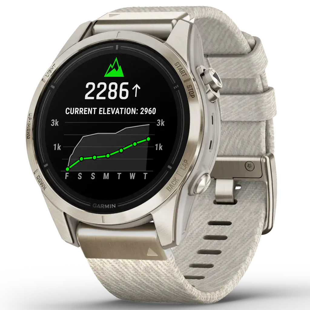 Смарт-годинник Garmin Epix Pro (Gen 2) Sapphire Edition | 42 mm Soft Gold with Cream Heathered Nylon Band (010-02802-20)