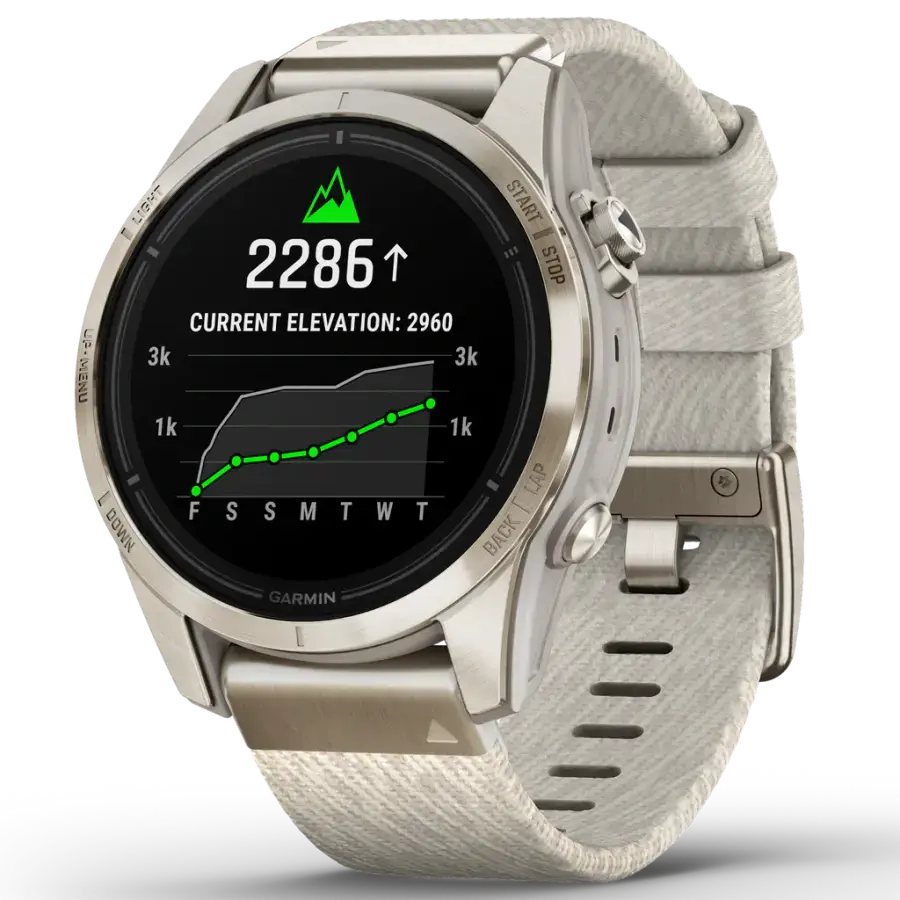 Смарт-годинник Garmin Epix Pro (Gen 2) Sapphire Edition | 42 mm Soft Gold with Cream Heathered Nylon Band (010-02802-20)