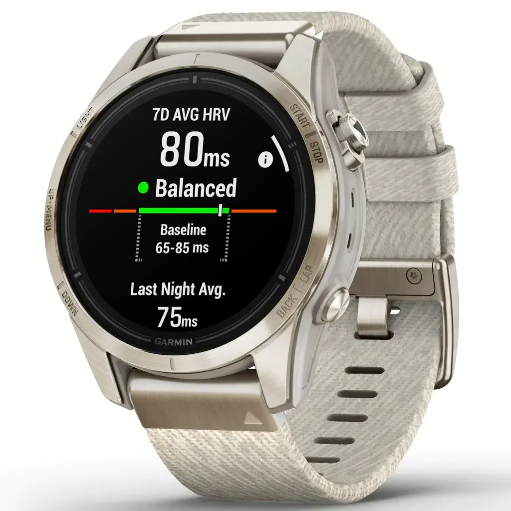 Смарт-годинник Garmin Epix Pro (Gen 2) Sapphire Edition | 42 mm Soft Gold with Cream Heathered Nylon Band (010-02802-20)