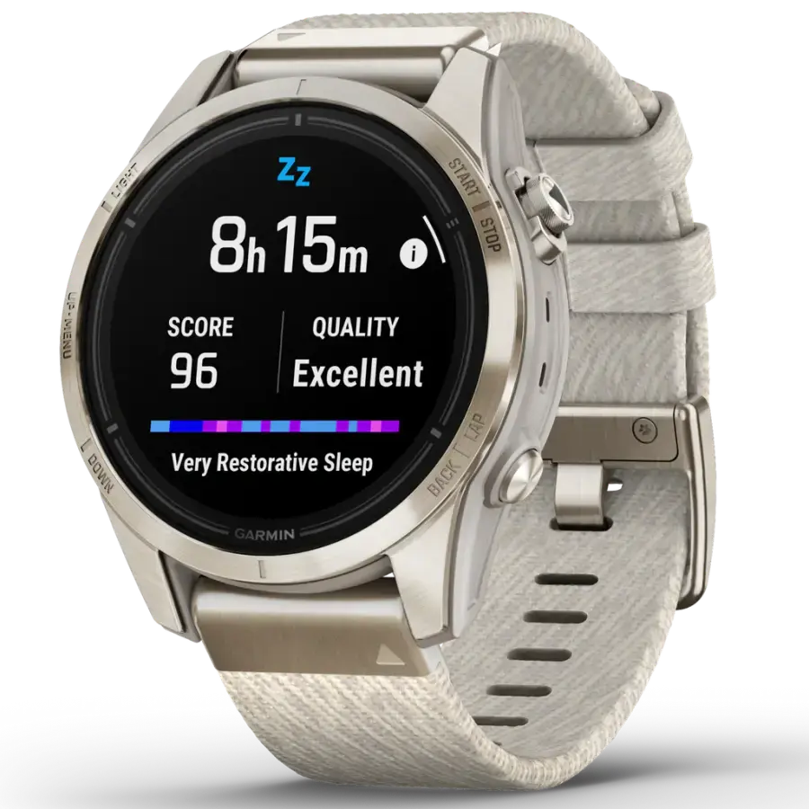 Смарт-годинник Garmin Epix Pro (Gen 2) Sapphire Edition | 42 mm Soft Gold with Cream Heathered Nylon Band (010-02802-20)