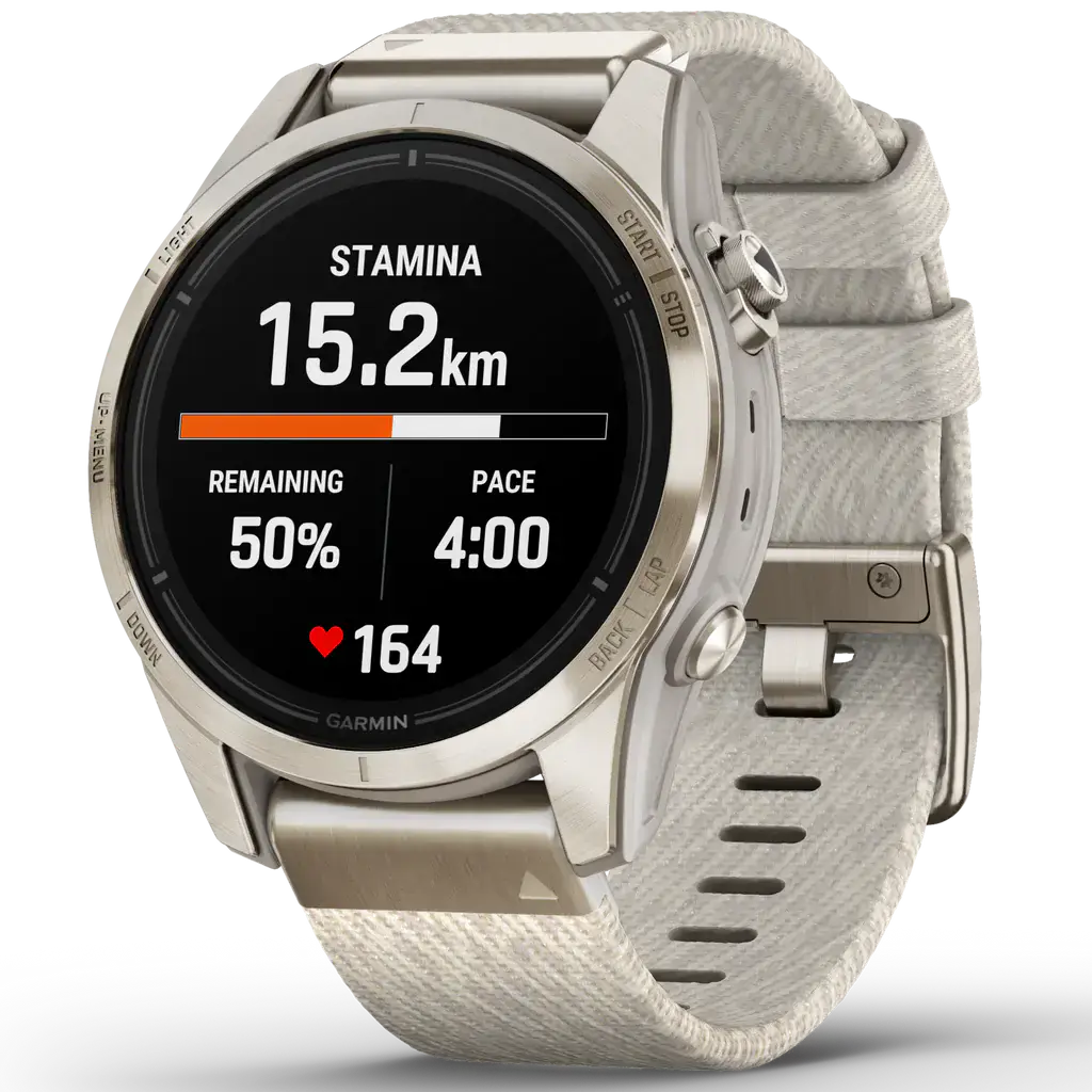 Смарт-годинник Garmin Epix Pro (Gen 2) Sapphire Edition | 42 mm Soft Gold with Cream Heathered Nylon Band (010-02802-20)