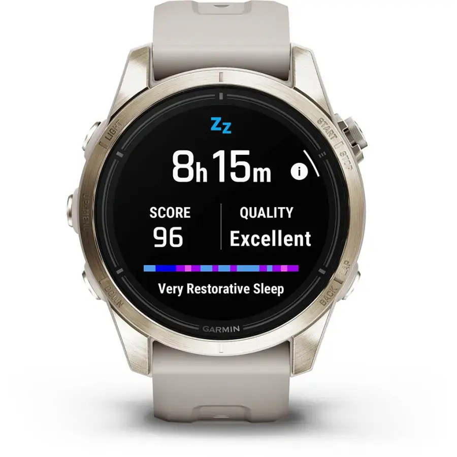 Смарт-годинник Garmin Epix Pro (Gen 2) Sapphire Edition | 42 mm Soft Gold with Light Sand Band (010-02802-11)