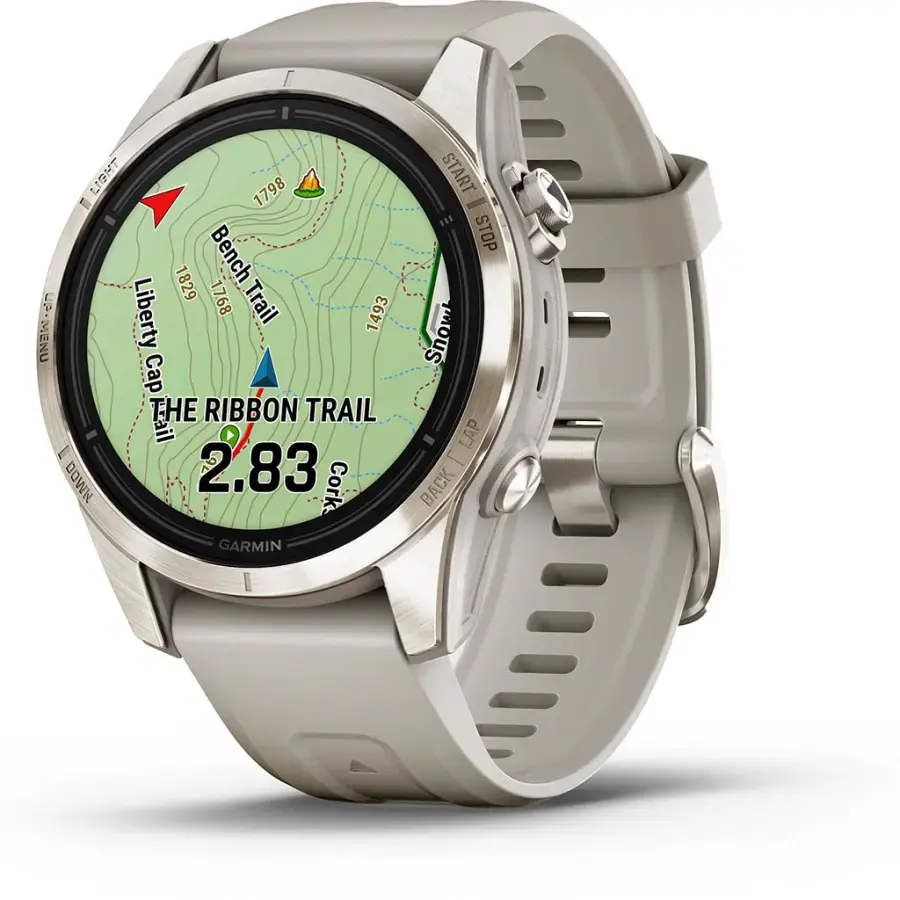 Смарт-годинник Garmin Epix Pro (Gen 2) Sapphire Edition | 42 mm Soft Gold with Light Sand Band (010-02802-11)