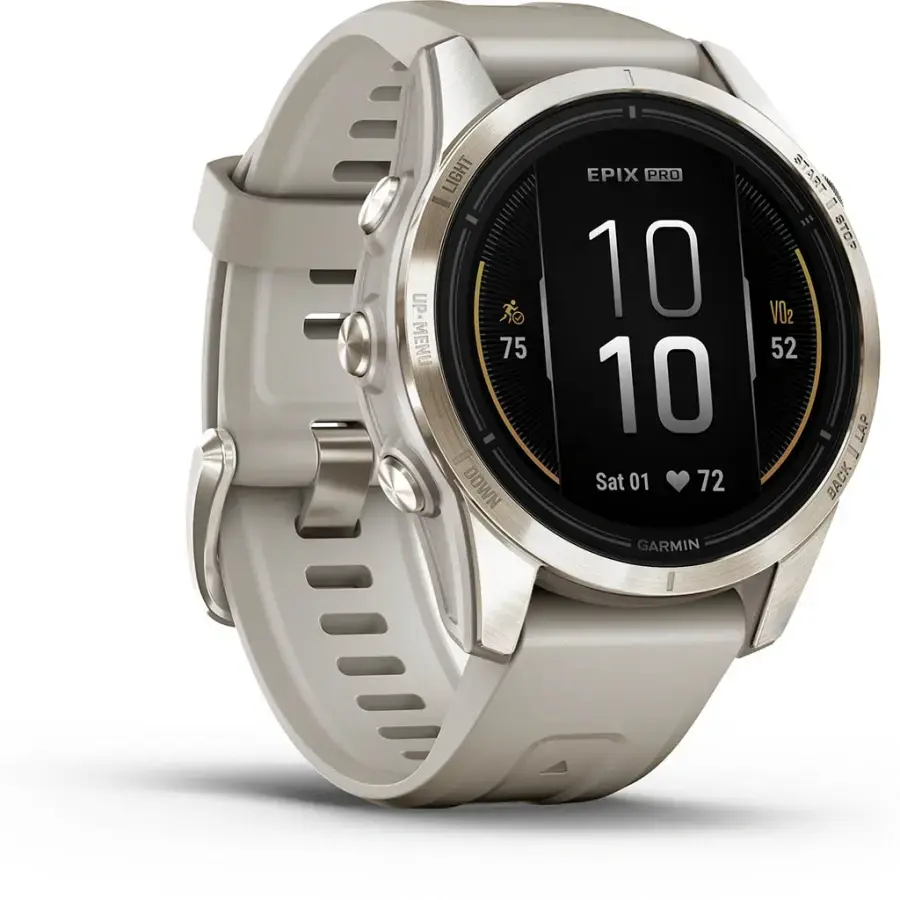 Смарт-годинник Garmin Epix Pro (Gen 2) Sapphire Edition | 42 mm Soft Gold with Light Sand Band (010-02802-11)
