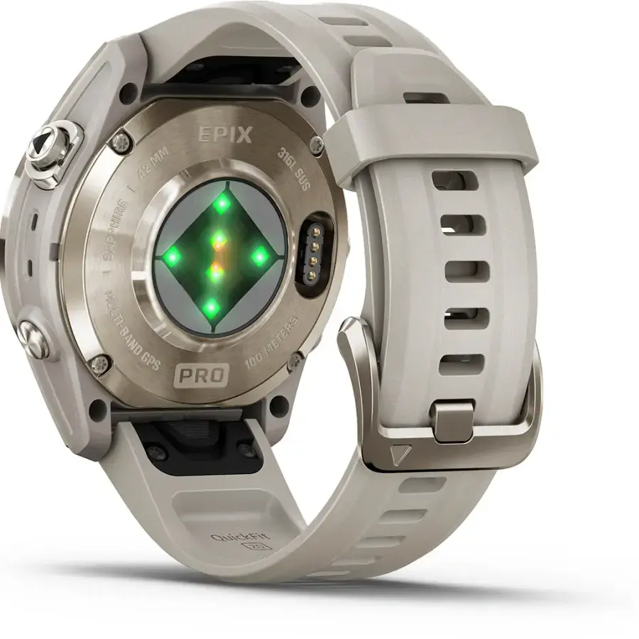 Смарт-годинник Garmin Epix Pro (Gen 2) Sapphire Edition | 42 mm Soft Gold with Light Sand Band (010-02802-11)