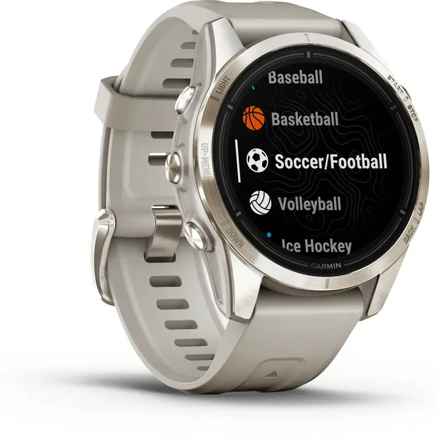 Смарт-годинник Garmin Epix Pro (Gen 2) Sapphire Edition | 42 mm Soft Gold with Light Sand Band (010-02802-11)