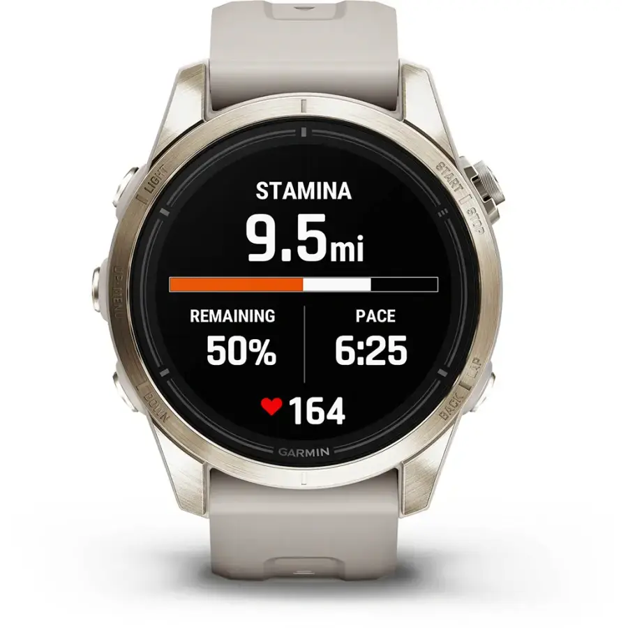 Смарт-годинник Garmin Epix Pro (Gen 2) Sapphire Edition | 42 mm Soft Gold with Light Sand Band (010-02802-11)