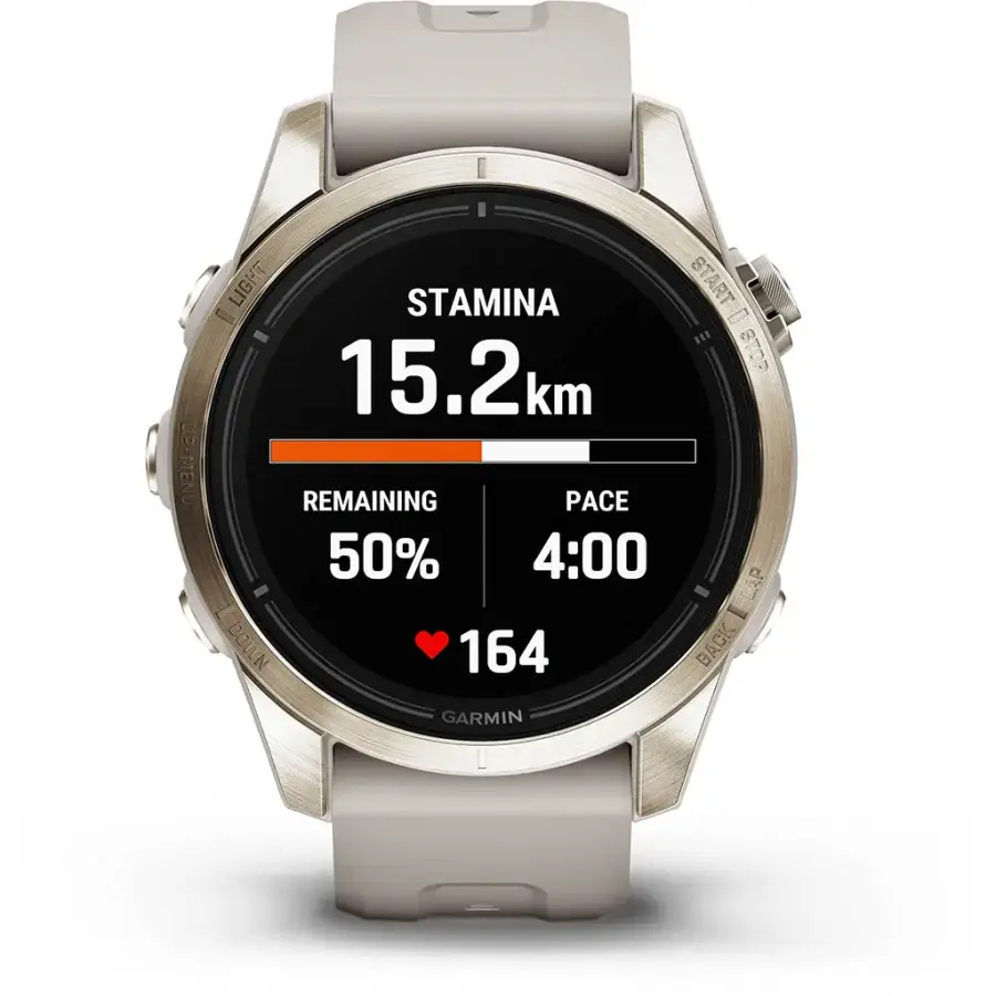 Смарт-годинник Garmin Epix Pro (Gen 2) Sapphire Edition | 42 mm Soft Gold with Light Sand Band (010-02802-11)