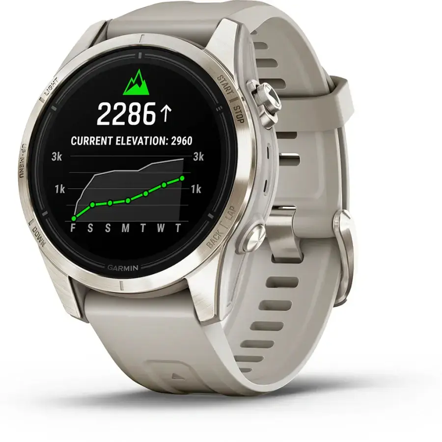 Смарт-годинник Garmin Epix Pro (Gen 2) Sapphire Edition | 42 mm Soft Gold with Light Sand Band (010-02802-11)