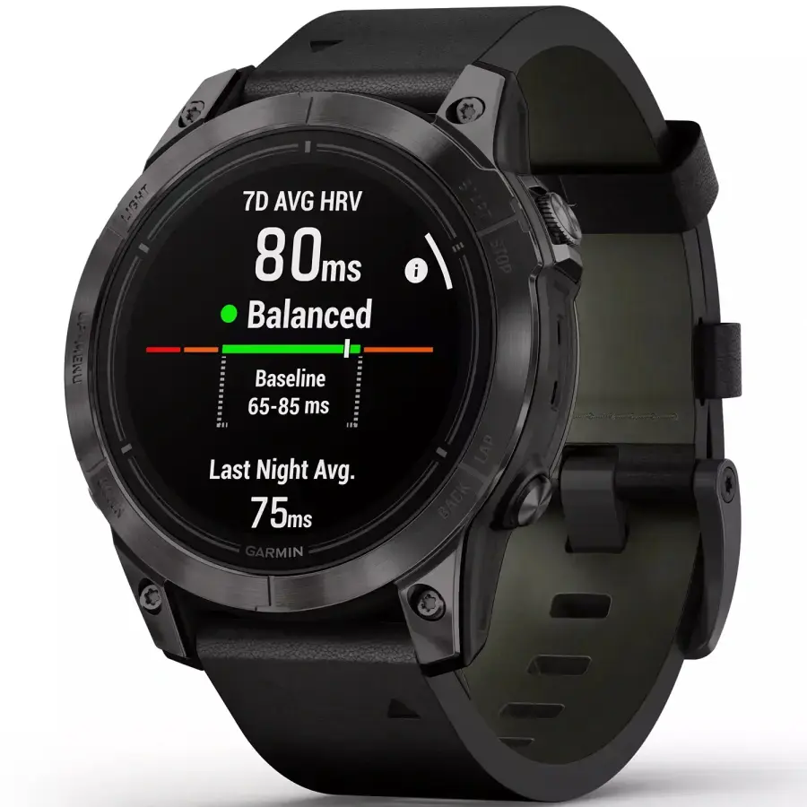 Смарт-годинник Garmin Epix Pro (Gen 2) Sapphire Edition | 47 mm Carbon Grey DLC Titanium with Black Leather Band (010-02803-30)