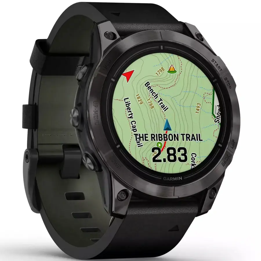 Смарт-годинник Garmin Epix Pro (Gen 2) Sapphire Edition | 47 mm Carbon Grey DLC Titanium with Black Leather Band (010-02803-30)