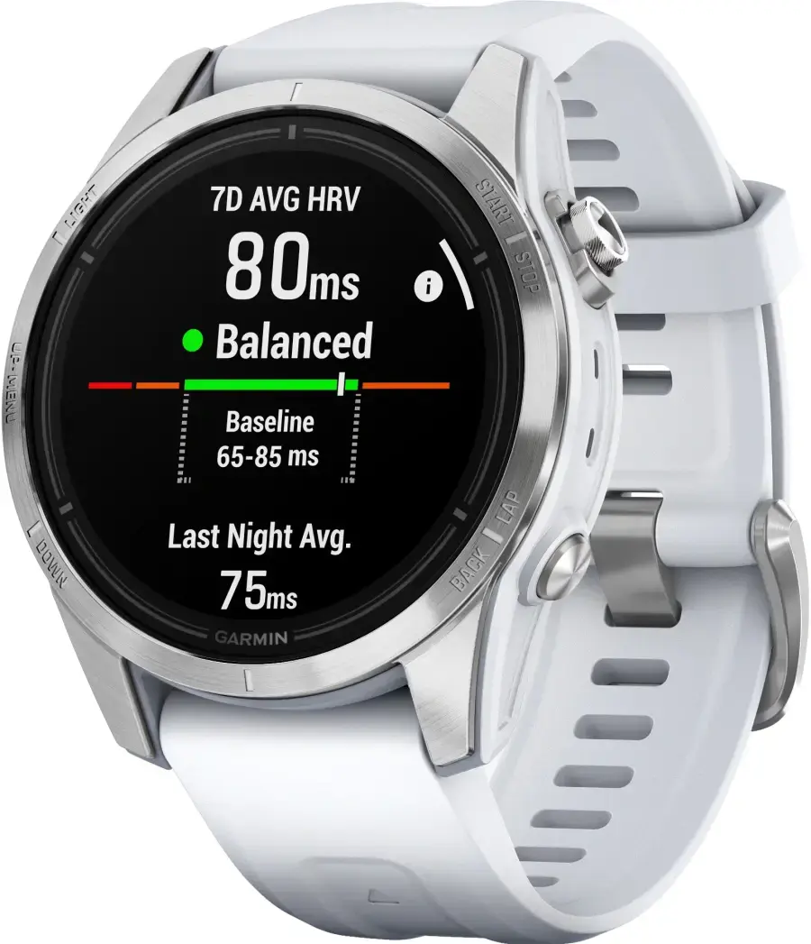 Смарт-годинник Garmin Epix Pro (Gen 2) Standard Edition | 42 mm Silver with Whitestone Band (010-02802-01)