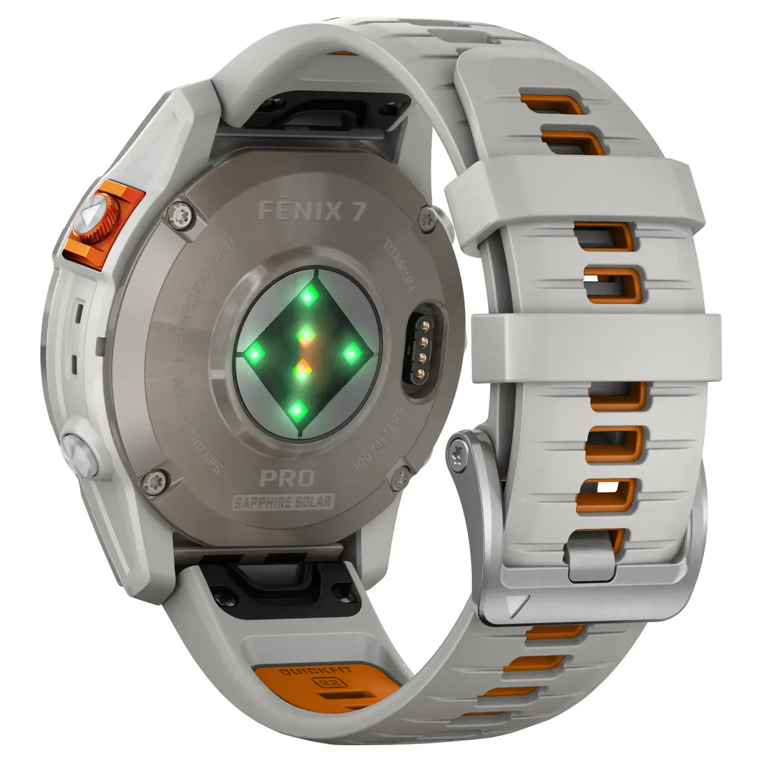 Смарт-годинник Garmin Fenix 7 Pro Sapphire Solar Edition | 47 мм Titanium with Fog Gray/Ember Orange Band (010-02777-21)