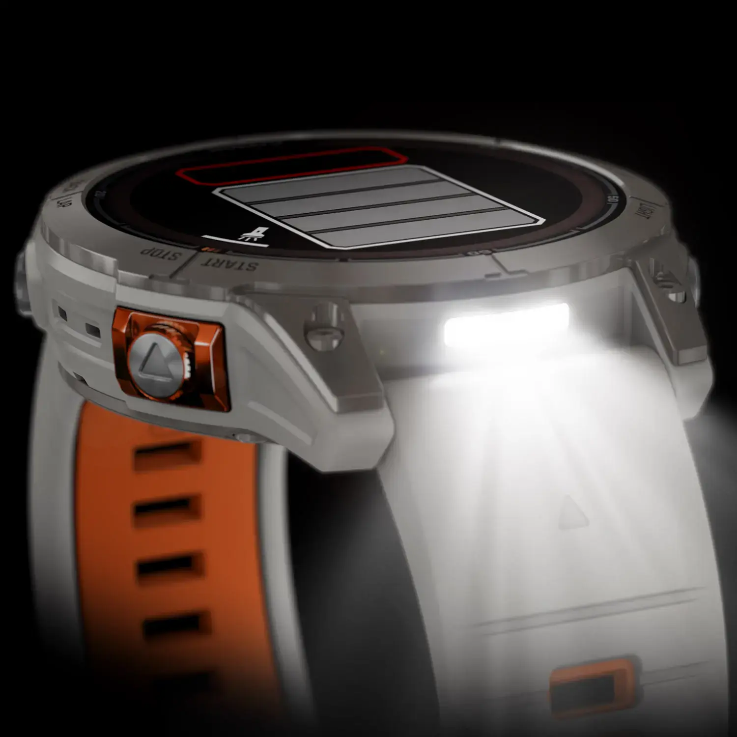 Смарт-годинник Garmin Fenix 7 Pro Sapphire Solar Edition | 47 мм Titanium with Fog Gray/Ember Orange Band (010-02777-21)
