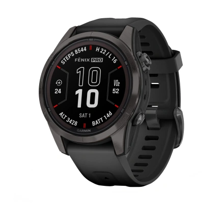 Смарт-часы Garmin Fenix 7S Pro Sapphire Solar Edition | 42 мм Carbon Gray DLC Titanium with Black Band (010-02776-11)