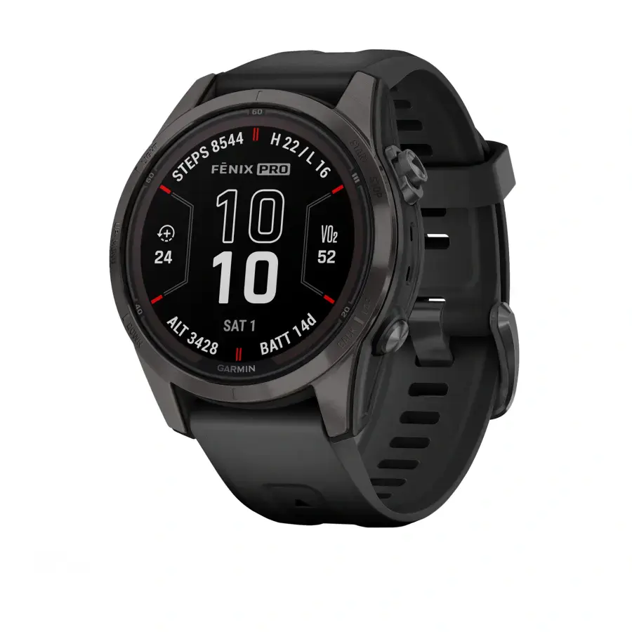 Смарт-годинник Garmin Fenix 7S Pro Sapphire Solar Edition | 42 мм Carbon Gray DLC Titanium with Black Band (010-02776-11)