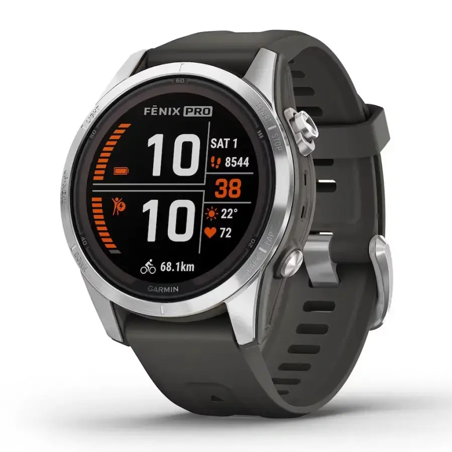 Смарт-годинник Garmin Fenix 7S Pro Solar Edition | 42 мм Silver with Graphite Band (010-02776-01)