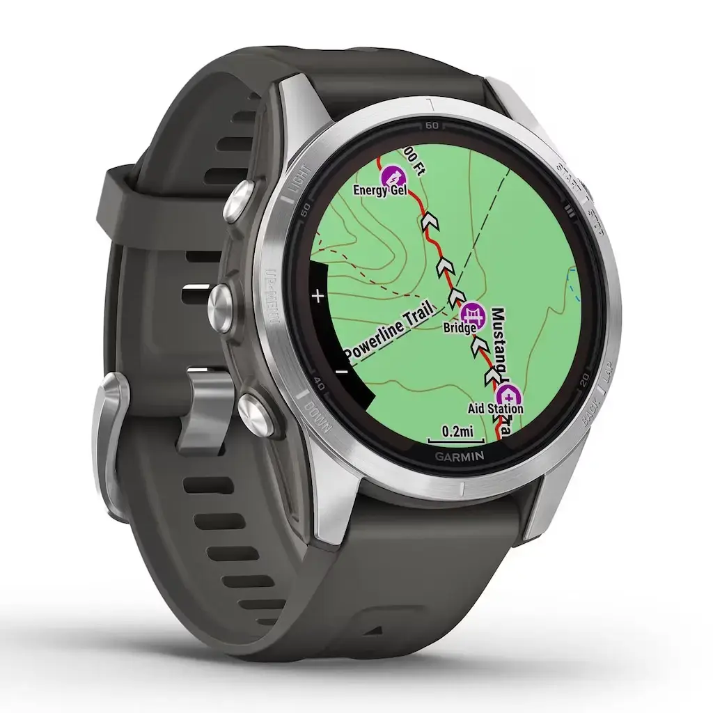 Смарт-годинник Garmin Fenix 7S Pro Solar Edition | 42 мм Silver with Graphite Band (010-02776-01)