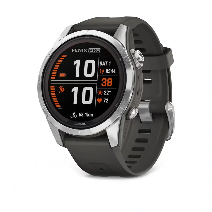 Смарт-годинник Garmin Fenix 7S Pro Solar Edition | 42 мм Silver with Graphite Band (010-02776-01)