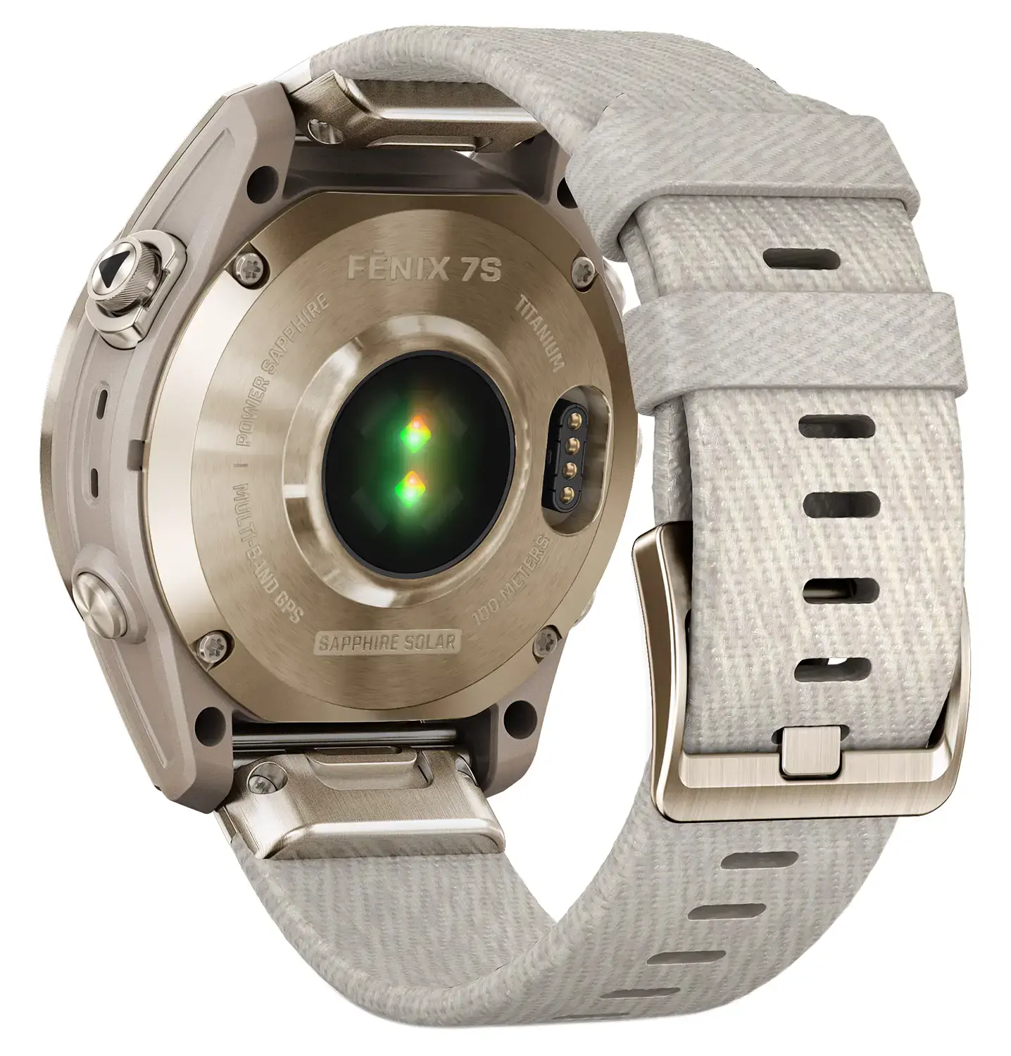 Смарт-часы Garmin Fenix 7S Sapphire Solar Cream Gold Titanium з Cream Heathered Nylon Band (010-02539-39)