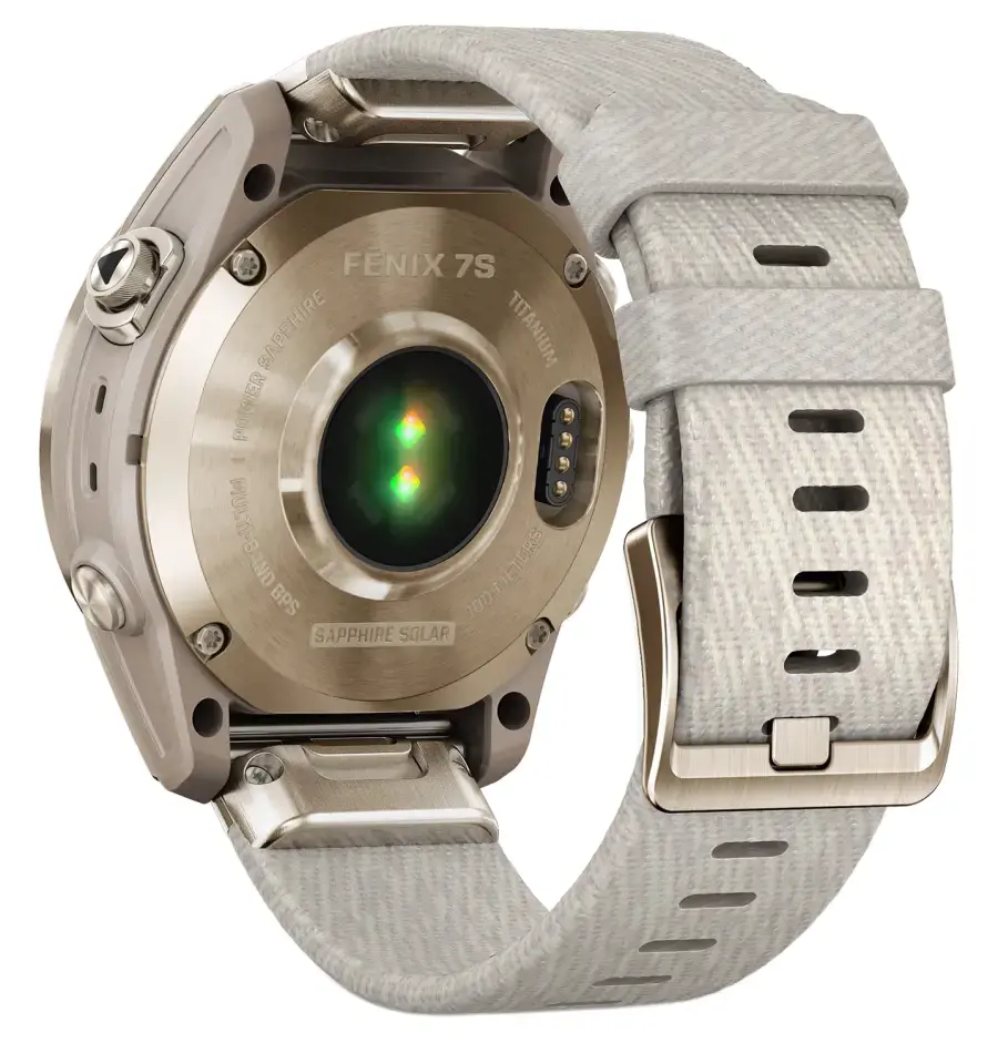 Смарт-годинник Garmin Fenix 7S Sapphire Solar Cream Gold Titanium з Cream Heathered Nylon Band (010-02539-39)