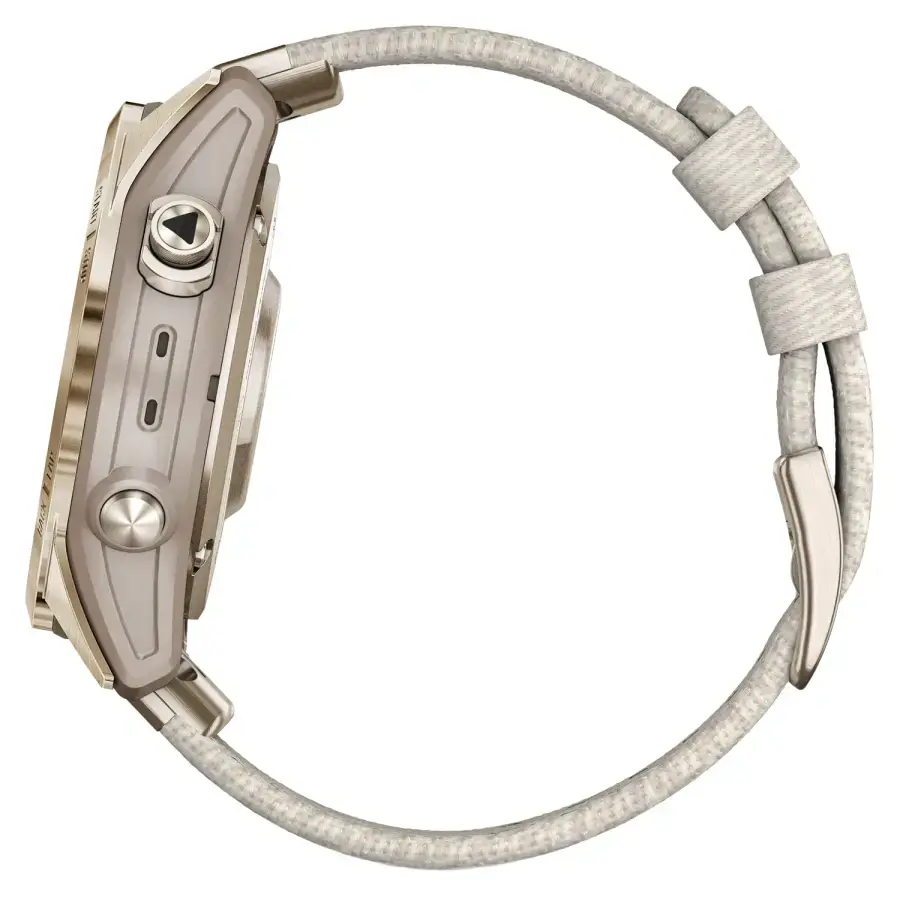 Смарт-годинник Garmin Fenix 7S Sapphire Solar Cream Gold Titanium з Cream Heathered Nylon Band (010-02539-39)