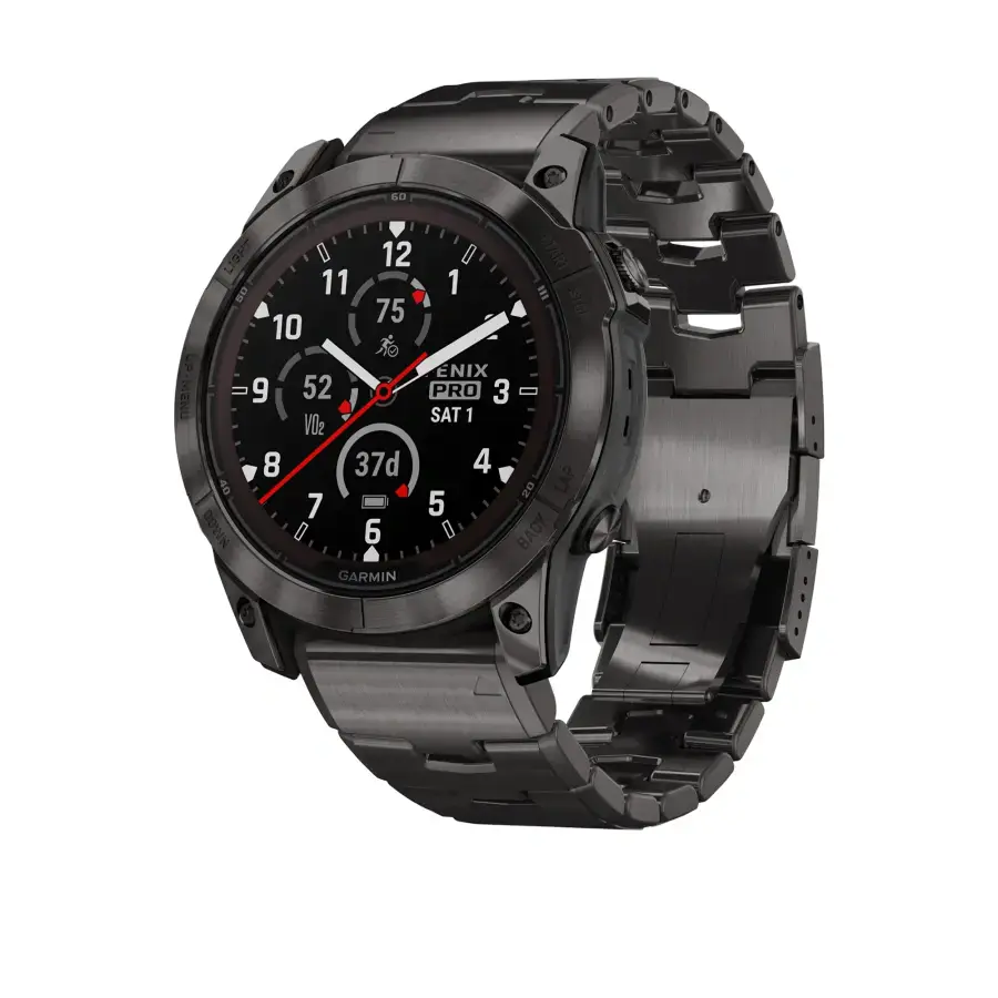Смарт-годинник Garmin Fenix 7X Pro Sapphire Solar Edition | 51 мм Carbon Gray DLC Titanium with Vented Titanium Bracelet (010-02778-30)