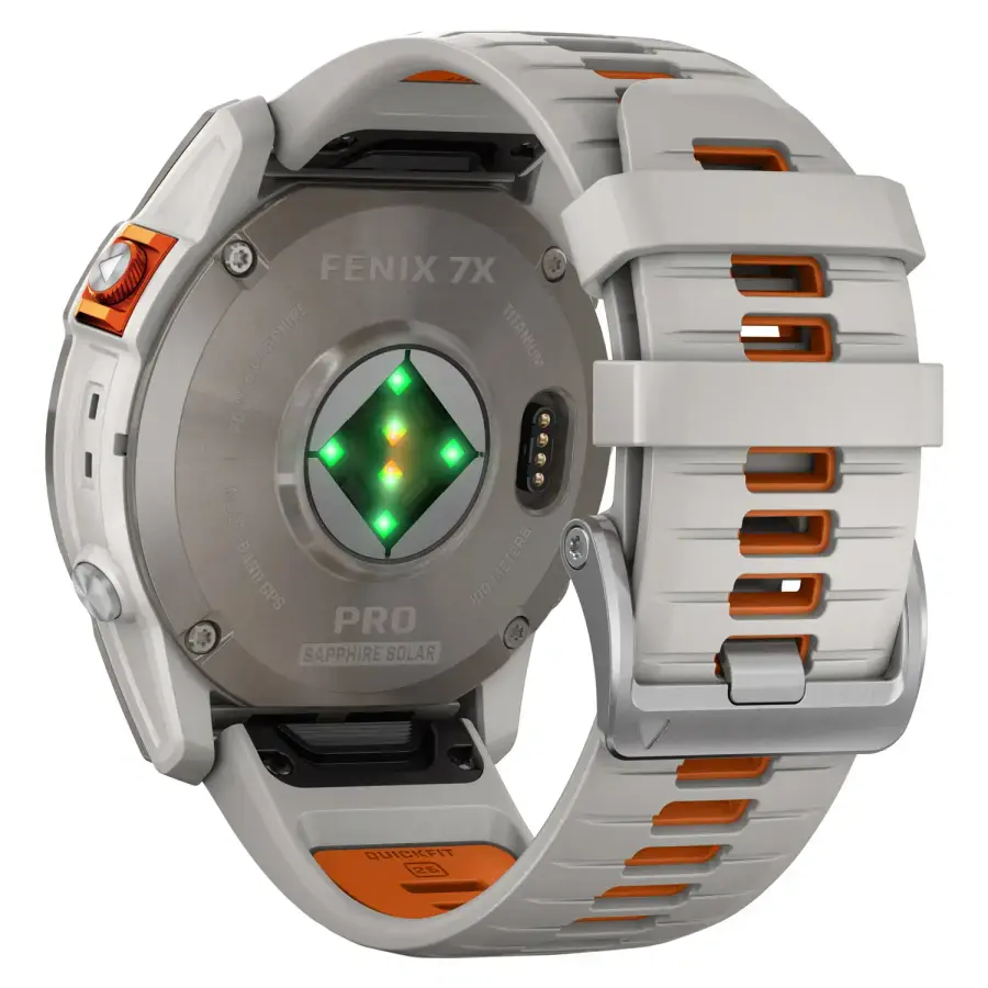 Смарт-годинник Garmin Fenix 7X Pro Sapphire Solar Edition | 51 мм Titanium with Fog Gray/Ember Orange Band (010-02778-15)