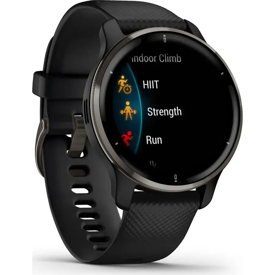 Смарт-годинник Garmin Venu 2 Plus Slate Stainless Steel Bezel with Black Case and Silicone Band (010-02496-11)