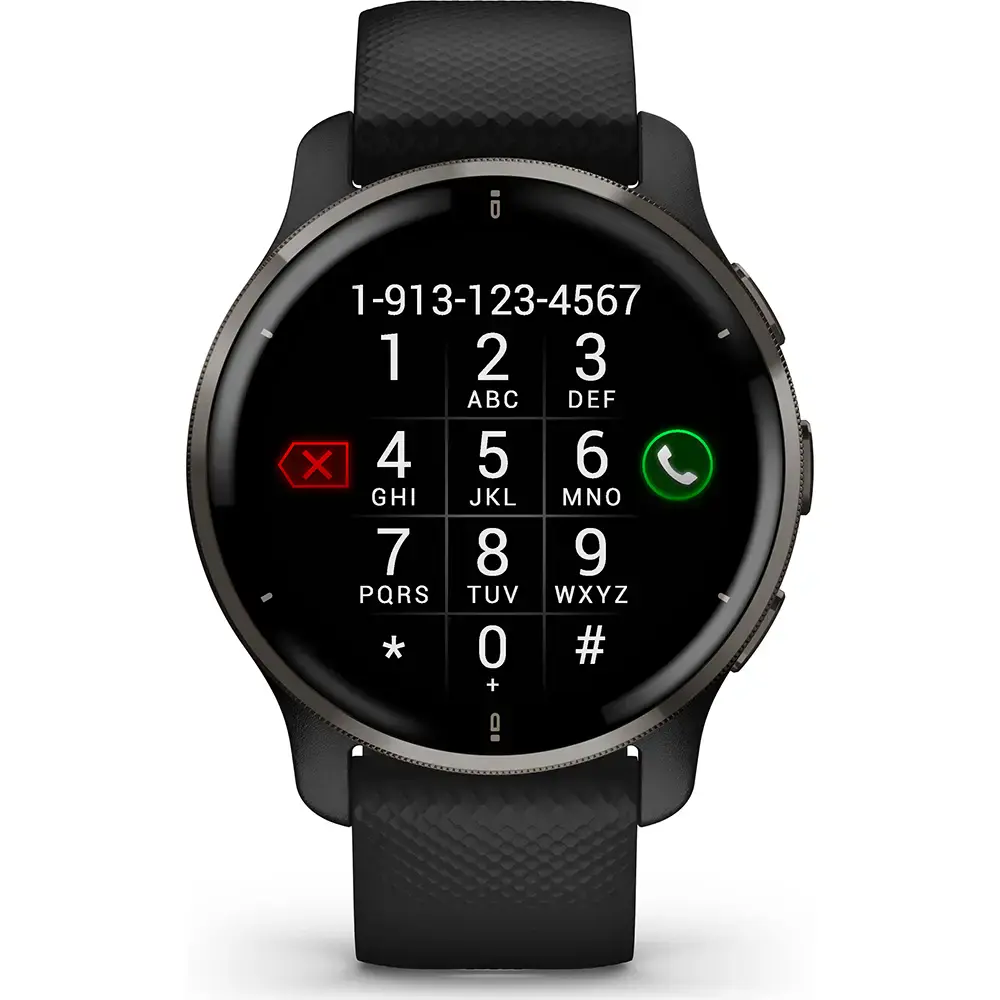 Смарт-годинник Garmin Venu 2 Plus Slate Stainless Steel Bezel with Black Case and Silicone Band (010-02496-11)