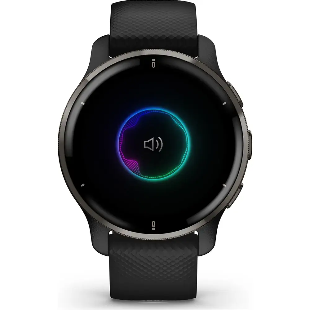 Смарт-годинник Garmin Venu 2 Plus Slate Stainless Steel Bezel with Black Case and Silicone Band (010-02496-11)