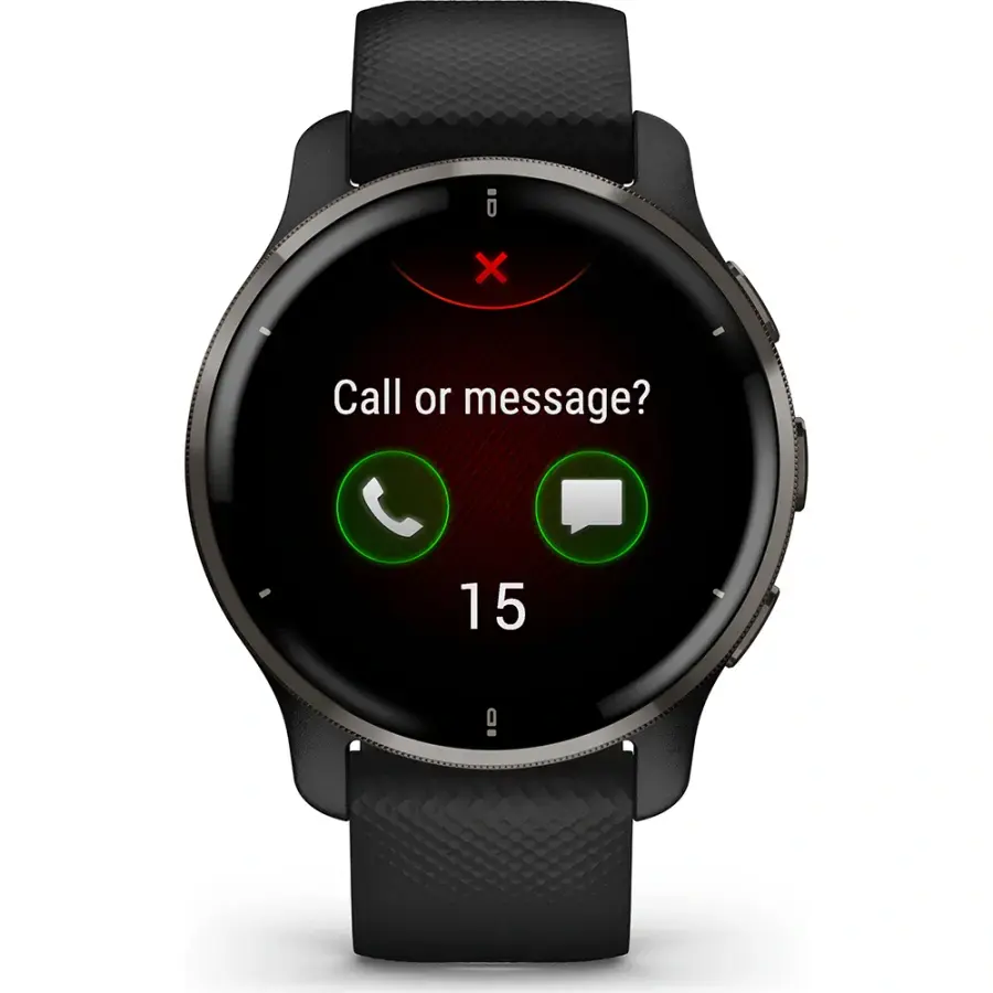 Смарт-годинник Garmin Venu 2 Plus Slate Stainless Steel Bezel with Black Case and Silicone Band (010-02496-11)