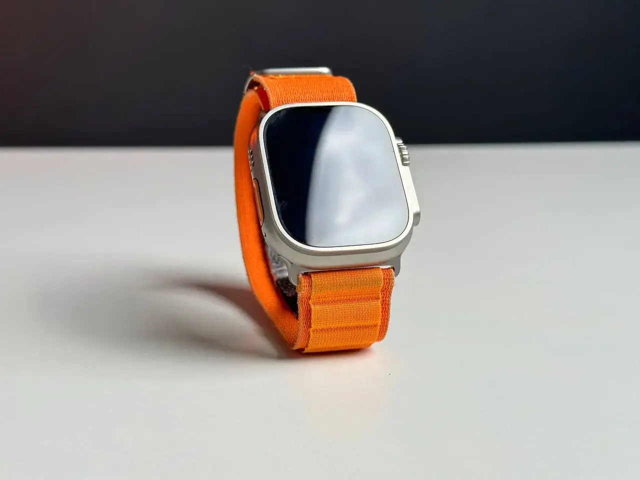 USED Apple Watch Ultra GPS + Cellular 49mm Titanium Case with Orange Alpine Loop - Medium (MQEU3, MQFL3)