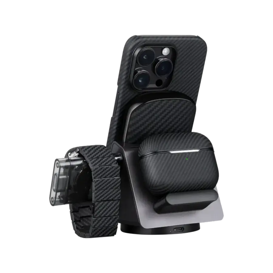 Бездротовий зарядний пристрій 3-в-1 Pitaka MagEZ Slider 2 + Power Dongle For Apple Watch (SL1001)