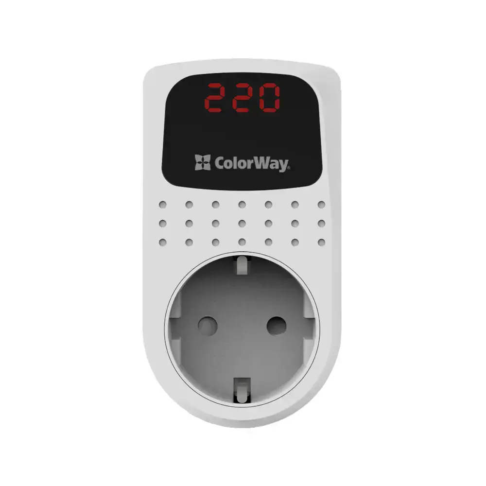 Реле напряжения ColorWay (16A/3680W) 150V-210V/230V-280V DS2 - White (CW-VR16-02D)